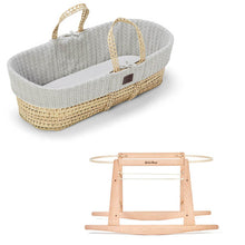 Load image into Gallery viewer, The Little Green Sheep Knitted Moses Basket &amp; Rocking Stand | Dove
