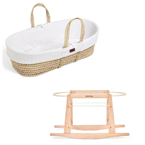 The Little green Sheep Knitted Moses Basket & Rocking Stand | White