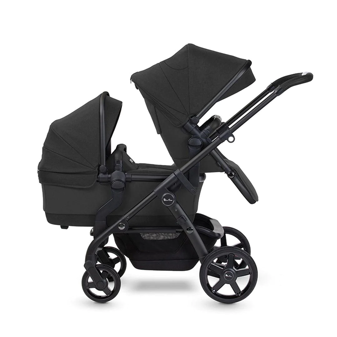 Silver Cross Wave Double Pushchair & Carrycot - Onyx Black