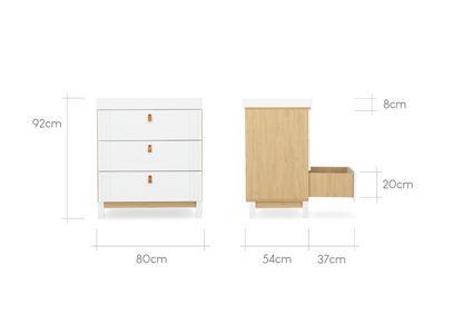 CuddleCo Rafi 3 Drawer Dresser & Changer - Oak | White