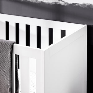 Silver Cross Finchley White Cot Bed White Headboard Detail Lifestyle Image