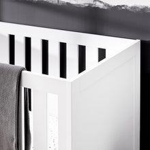 Load image into Gallery viewer, Silver Cross Finchley White Cot Bed White Headboard Detail Lifestyle Image
