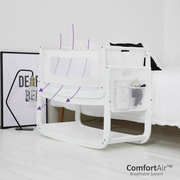 SnuzPod4 Bedside Crib Starter Bundle - White (White Sheets)