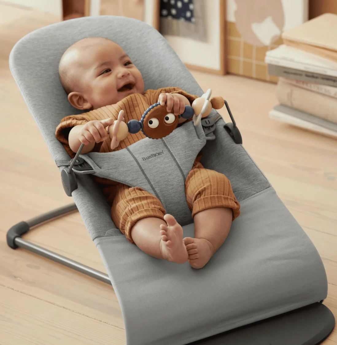 BABYBJ RN Bouncer Bliss 3D Jersey Light Grey Baby Chair Free