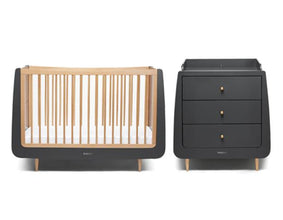 Load image into Gallery viewer, SnuzKot Skandi 2 Piece Nursery Furniture Set - Slate Natural
