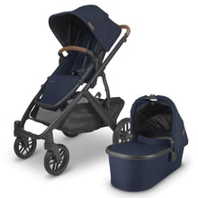 Load image into Gallery viewer, UPPAbaby Vista Pushchair &amp; Maxi Cosi Cabriofix i-Size Travel System | Noa (Navy/Carbon/Saddle Leather)
