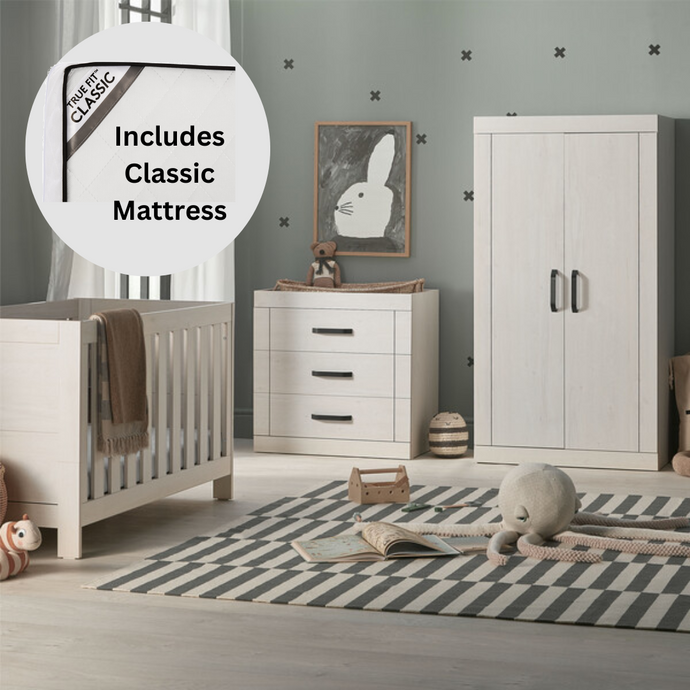 Silver Cross Alnmouth 3 Piece Nursery Furniture Set with Classic Mattress