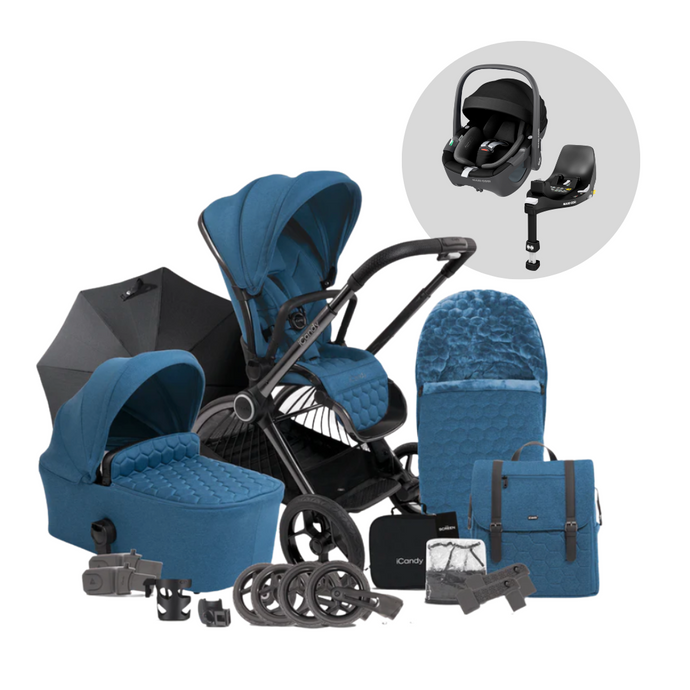 iCandy Core Pushchair & Maxi Cosi Pebble 360 Travel System  | Atlantis Blue
