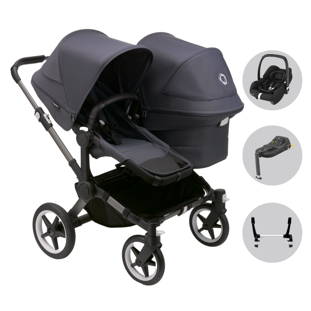 Bugaboo Donkey 5 Duo Pushchair & Maxi-Cosi Cabriofix i-Size Travel System - Graphite / Stormy Blue