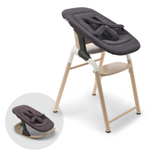 Load image into Gallery viewer, Bugaboo Giraffe Highchair &amp; Rocker with Newborn Set | Neutral Wood/White &amp; Tornado Grey | Direct4baby | Free Delivery
