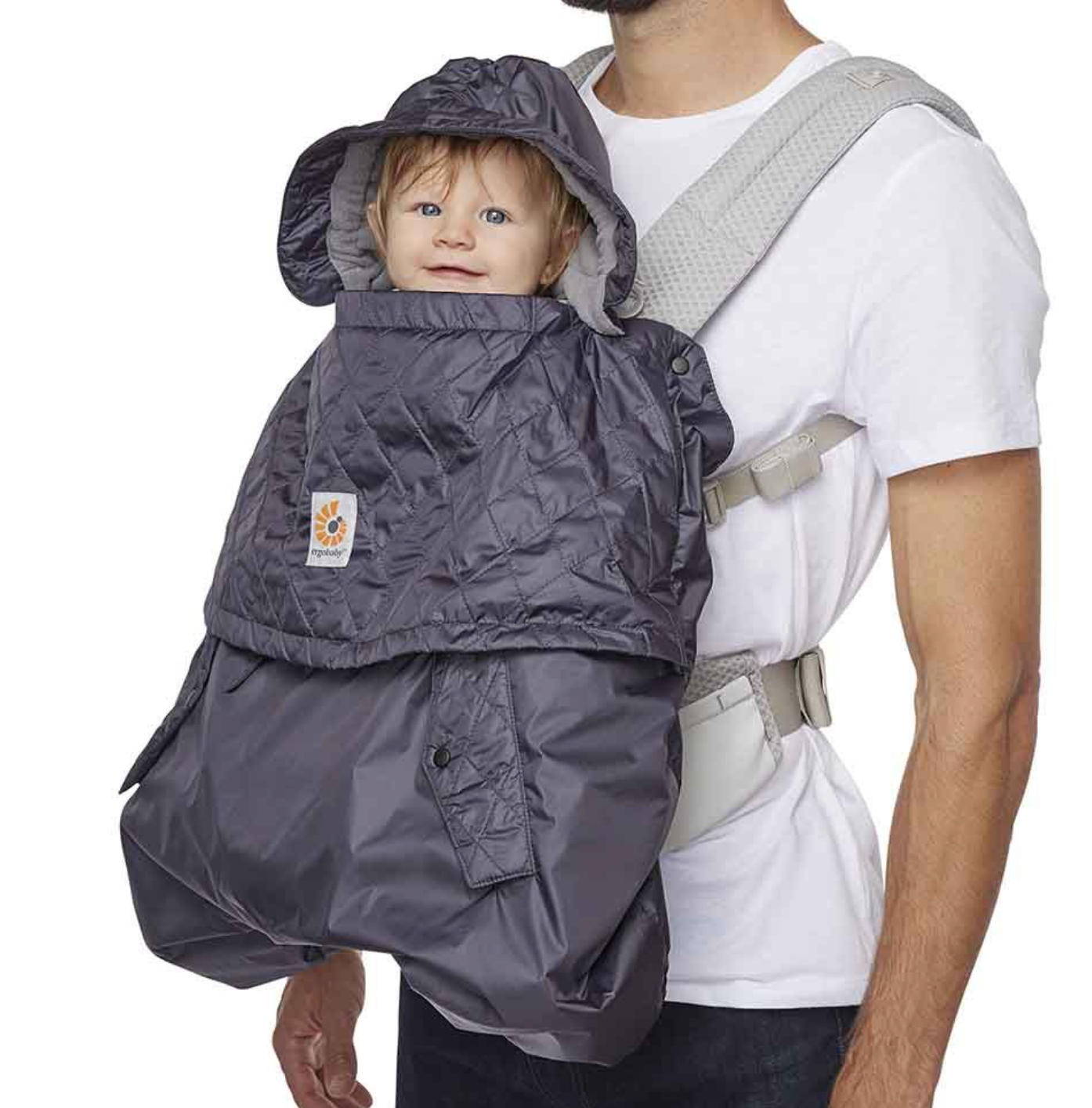 Ergobaby All Weather Cover | Charcoal | Baby Carrier Accessory | On Model