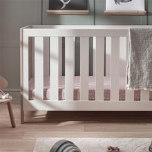Load image into Gallery viewer, Silver Cross Finchley Oak Cot Bed Detail in Lifestyle Image
