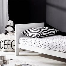 Load image into Gallery viewer, Silver Cross Finchley White Toddler Bed White Headboard Detail Lifestyle Image
