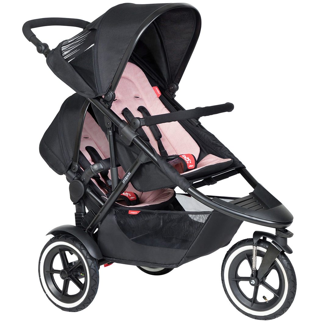 Phil & Teds Sport V6 Double Pushchair | Blush Pink