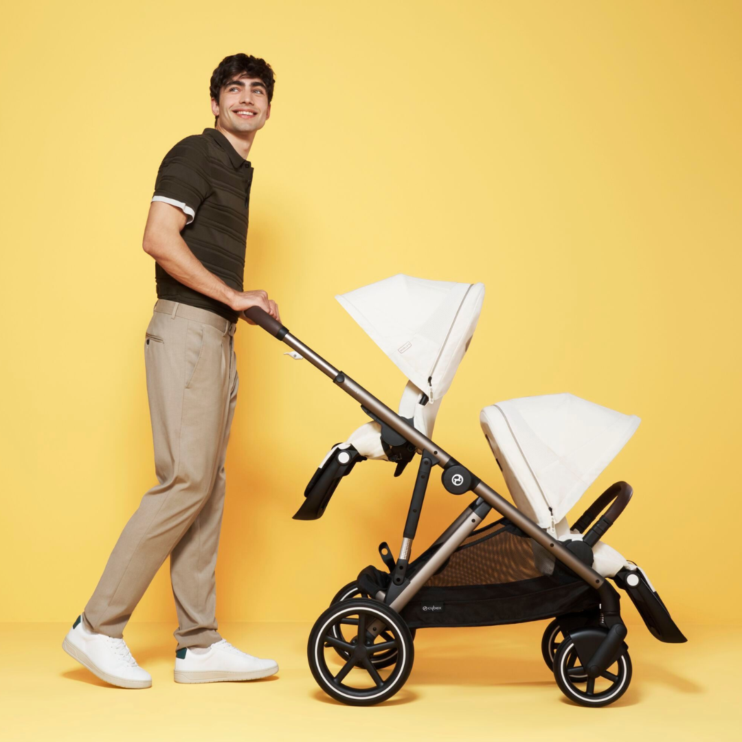 Cybex Gazelle Twin Pushchair Sky Blue Taupe 2023 Tandem Double Pram Free Delivery Direct 4 Baby