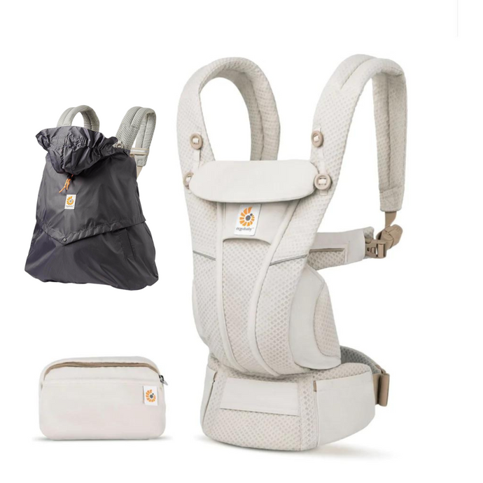 Ergobaby Omni Breeze Baby Carrier | Natural Beige & All Weather Cover