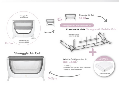 Shnuggle Air Crib To Cot Conversion Kit - Dove Grey