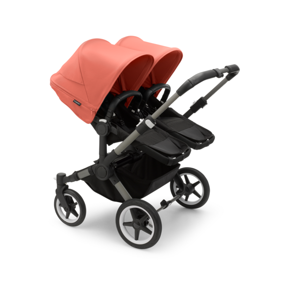 Bugaboo Donkey 5 Twin Pushchair & Carrycot - Graphite / Midnight Black /  Sunrise Red