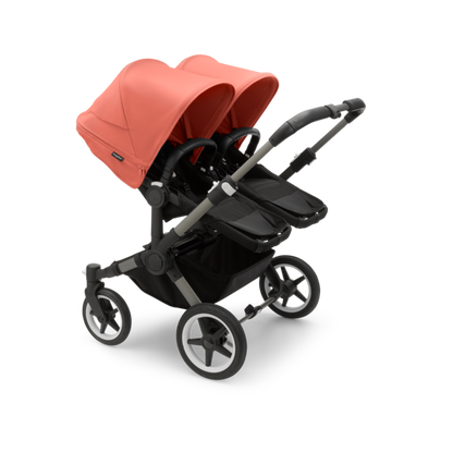 Bugaboo Donkey 5 Twin Pushchair & Carrycot - Graphite / Midnight Black /  Sunrise Red