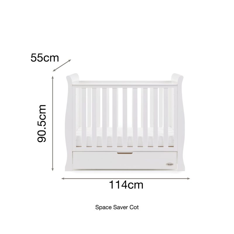 Obaby Stamford Space Saver Cot & Cot Top Changer  - White