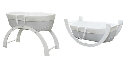 Load image into Gallery viewer, Shnuggle Dreami Moses Basket with Curve Stand | White
