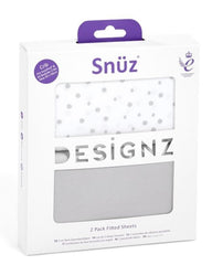 Snuz 2 Pack Crib Fitted Sheets - Grey Spots