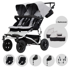 Mountain Buggy Duet Twin Silver Bundle with Cybex Cloud T Travel System