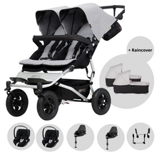 Load image into Gallery viewer, Mountain Buggy Duet Twin Silver Bundle with Cybex Cloud T Travel System
