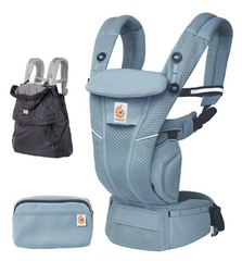 Ergobaby Omni Breeze Baby Carrier | Slate Blue & All-Weather Cover