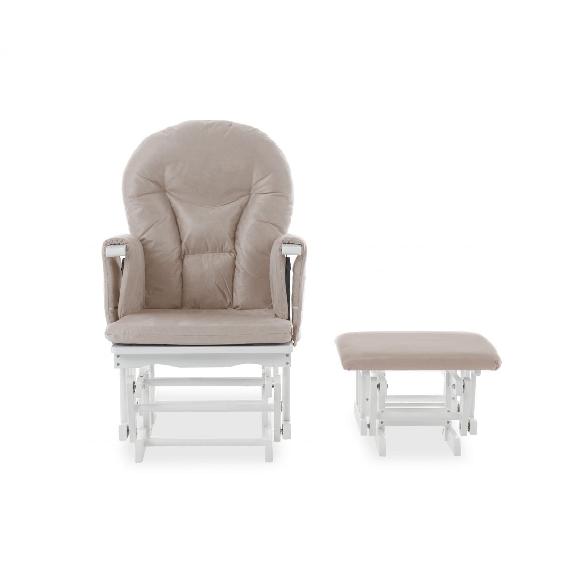 Obaby Reclining Glider Chair And Stool - White and Sand