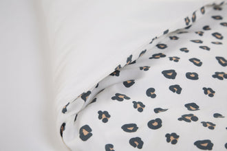 Load image into Gallery viewer, Childhome Leopard Print Jersey Cotbed Duvet Set
