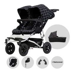 Mountain Buggy Duet Double Grid Travel System with Cybex Cloud T Car Seat