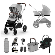 Load image into Gallery viewer, Cybex Gazelle Comfort Bundle with Aton B Car Seat | Lava Grey/Silver | 2023
