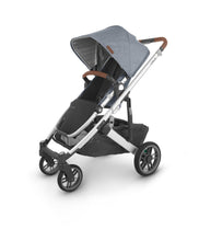 Load image into Gallery viewer, UPPAbaby Cruz Pushchair &amp; Carrycot With Maxi Cosi Cabriofix i-Size | Gregory (Blue Melange/Silver/Saddle Leather)
