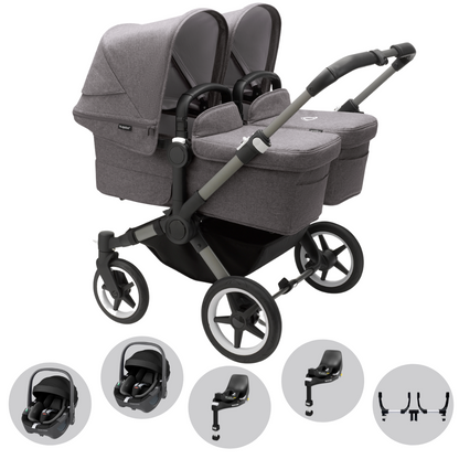 Bugaboo Donkey 5 Twin Pushchair Maxi Cosi Pebble 360 Travel System Graphite Grey Melange Direct4baby Direct 4 Baby