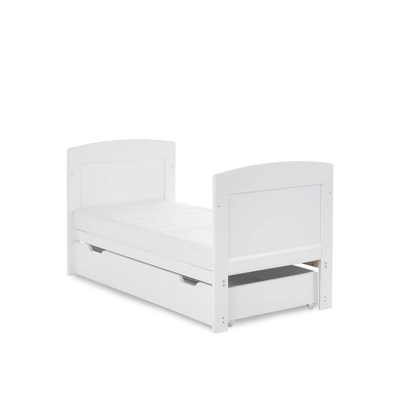 Obaby Grace Cot Bed, Underdrawer & Fibre Mattress | White