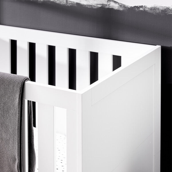 Silver Cross Finchley White Cot Bed Headboard Detail Lifestyle Shot