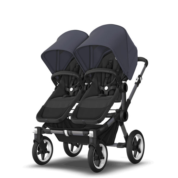Bugaboo Donkey 5 Twin Pushchair & Carrycot - Graphite / Midnight Black / Stormy Blue