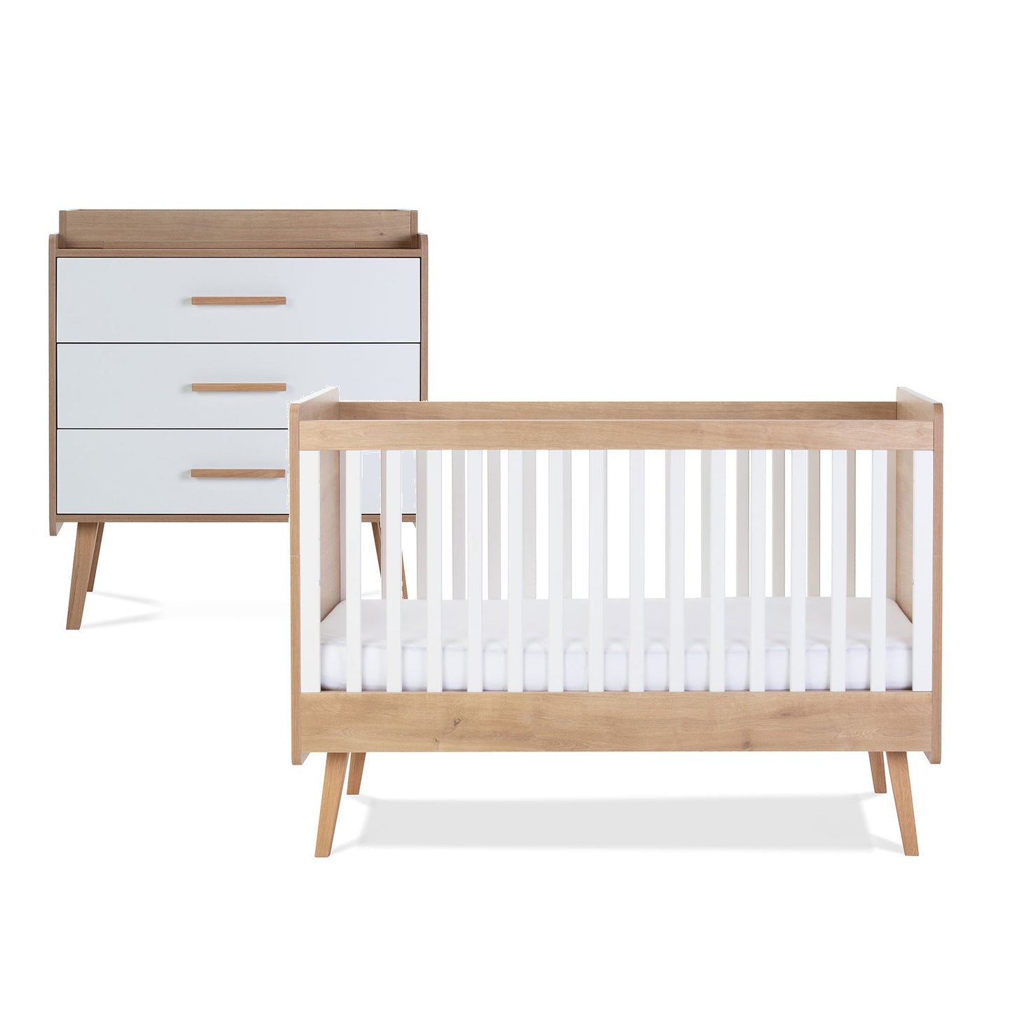 Silver Cross Westport Cot Bed and Dresser on White Background