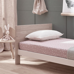 Silver Cross Finchley Oak Toddler Bed headboard close up in lifestyle shot