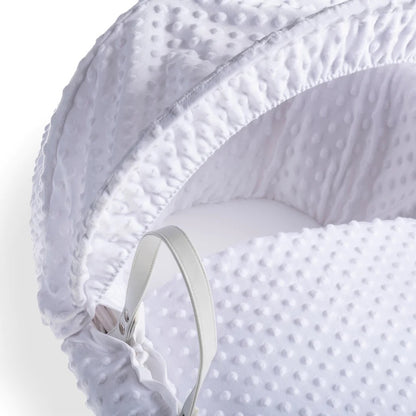 Cuddles Collection White Wicker Moses Basket | White Dimple
