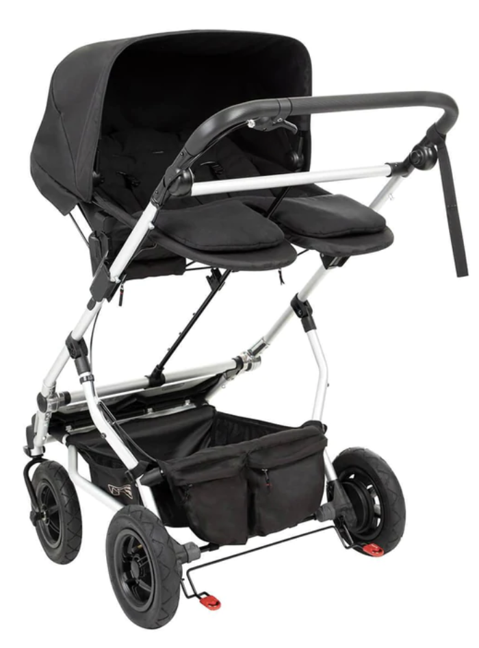 Mountain Buggy Duet with Twin Carrycot Plus | Silver | Direct4baby | Free Delivery