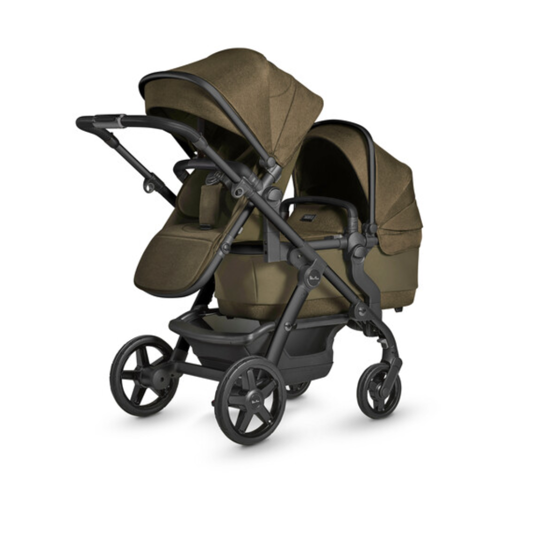 Silver Cross Wave Double Pushchair Carrycot Cedar Green