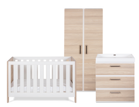 Load image into Gallery viewer, Silver Cross Finchley Oak 3 Piece Nursery Room Set on White Background

