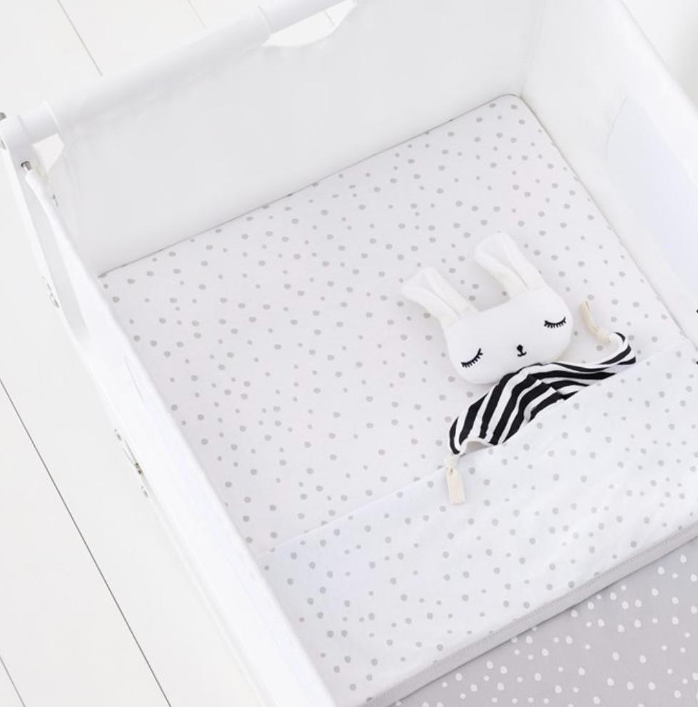 Snuz 3pc Crib Bedding Set – Grey Spots