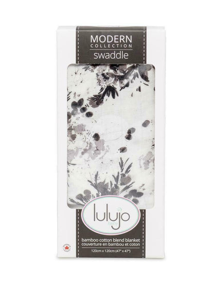 Lulujo Bamboo Deluxe Swaddle - Black Floral
