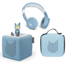 Tonies Starter Bundle | Blue | Headphones | Tonie Box | Character | Carrier |