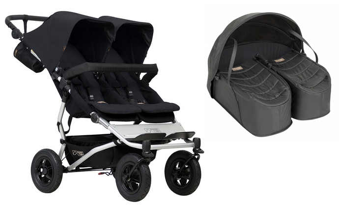 Mountain Buggy Duet in Black with Black Cocoon For Twins