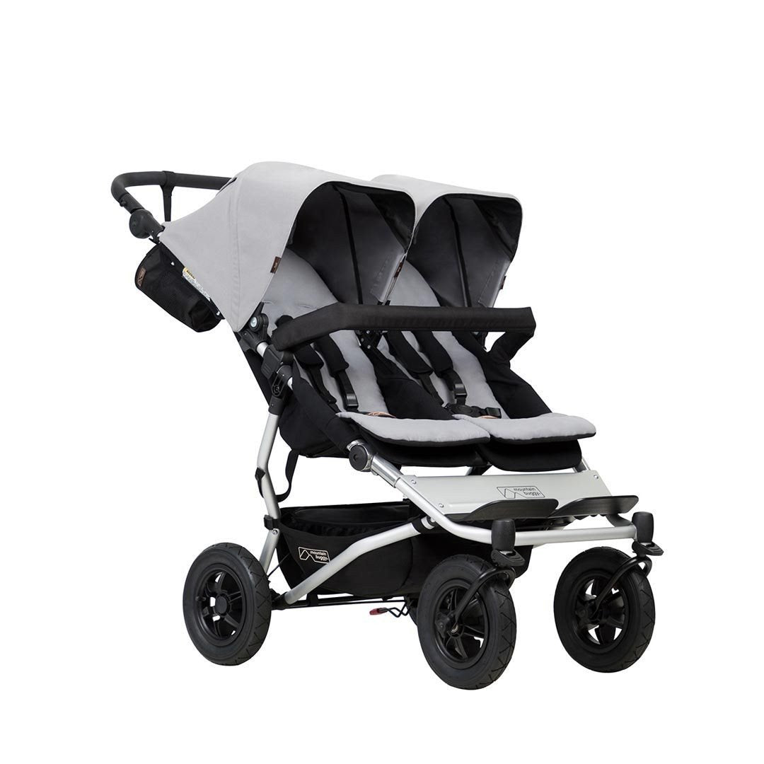 Mountain Buggy Duet with Twin Carrycot Plus | Silver | Direct4baby | Free Delivery