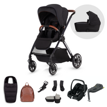 Load image into Gallery viewer, Silver Cross Reef Pushchair, First Bed Carrycot &amp; Maxi-Cosi Cabriofix i-Size Ultimate Bundle - Orbit Black
